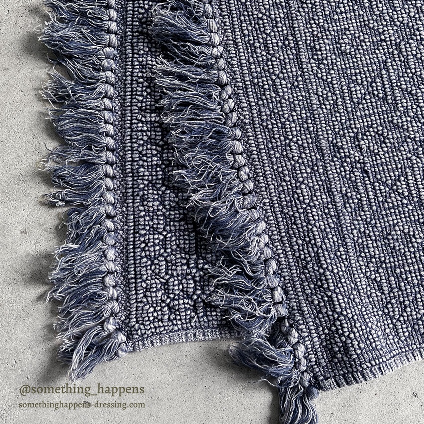 OLD INDIGO FRINGE RUG ... 86cm/51cm