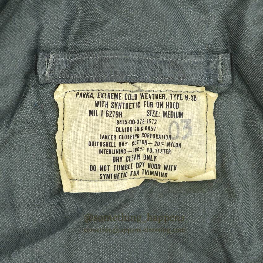1970's DEADSTOCK U.S.A.F. N-3B LANCER CLOTHING CORPORATION