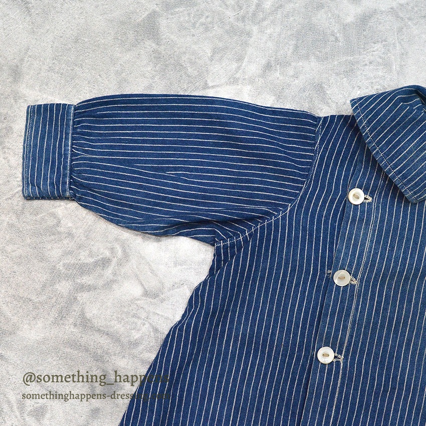 ~1920's ANTIQUE INDIGO STRIPE CALICO KIDS BLOUSE ...