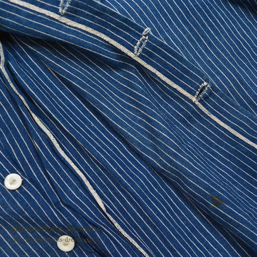 ~1920's ANTIQUE INDIGO STRIPE CALICO KIDS BLOUSE ...