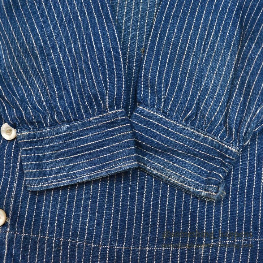 ~1920's ANTIQUE INDIGO STRIPE CALICO KIDS BLOUSE ...