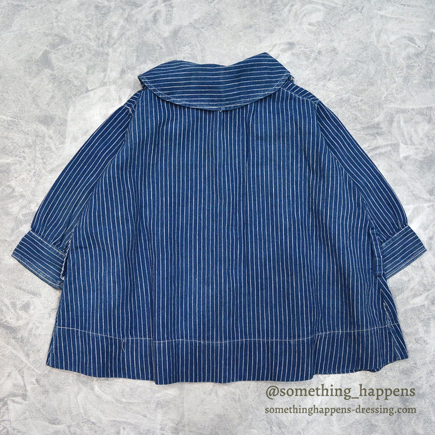 ~1920's ANTIQUE INDIGO STRIPE CALICO KIDS BLOUSE ...