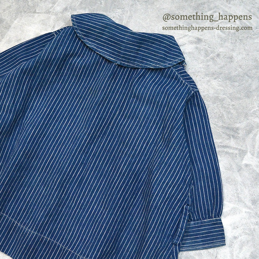 ~1920's ANTIQUE INDIGO STRIPE CALICO KIDS BLOUSE ...