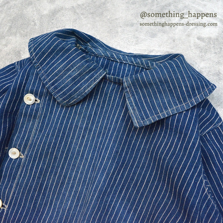 ~1920's ANTIQUE INDIGO STRIPE CALICO KIDS BLOUSE ...