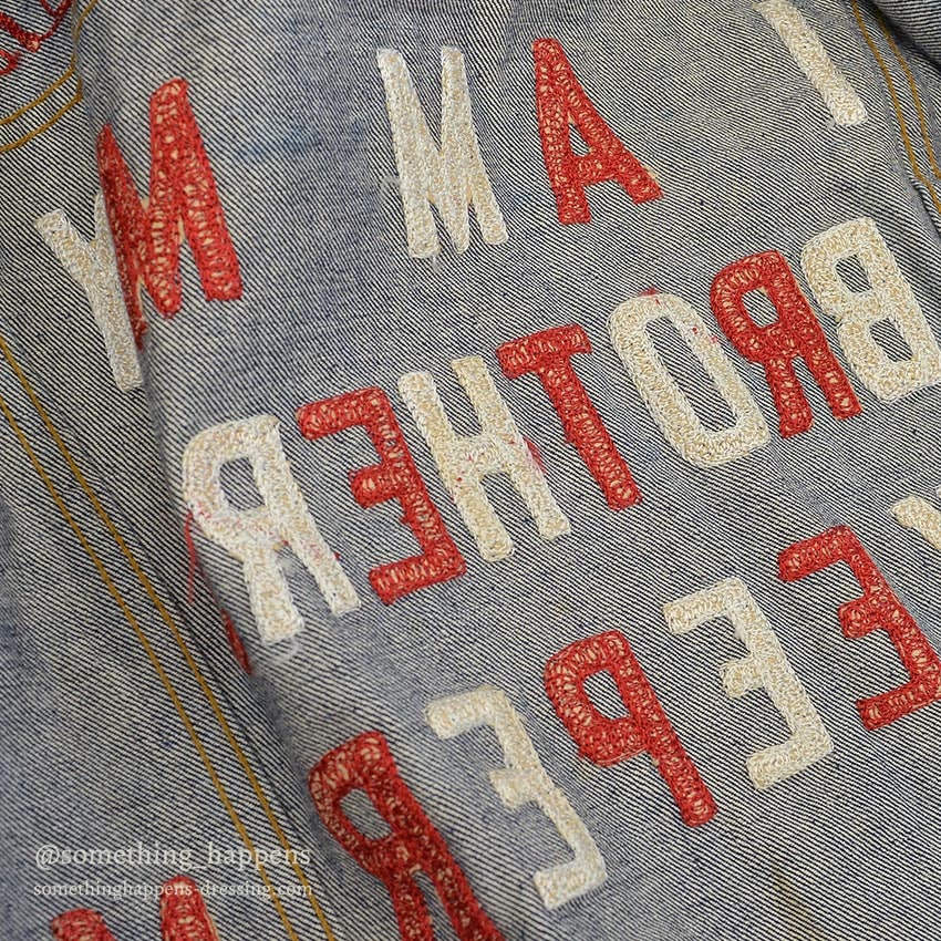 1960's~ LEVI'S 70505-0217 BIGE POW MIA EMBROIDERED DENIM JACKET / SPECIAL ...