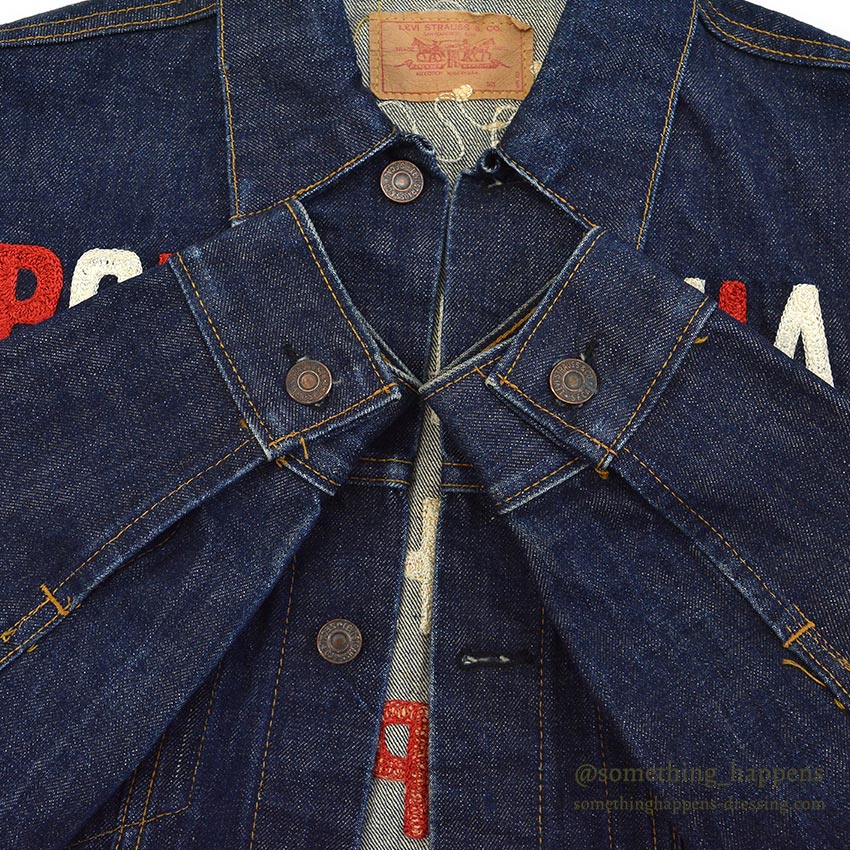 1960's~ LEVI'S 70505-0217 BIGE POW MIA EMBROIDERED DENIM JACKET / SPECIAL ...