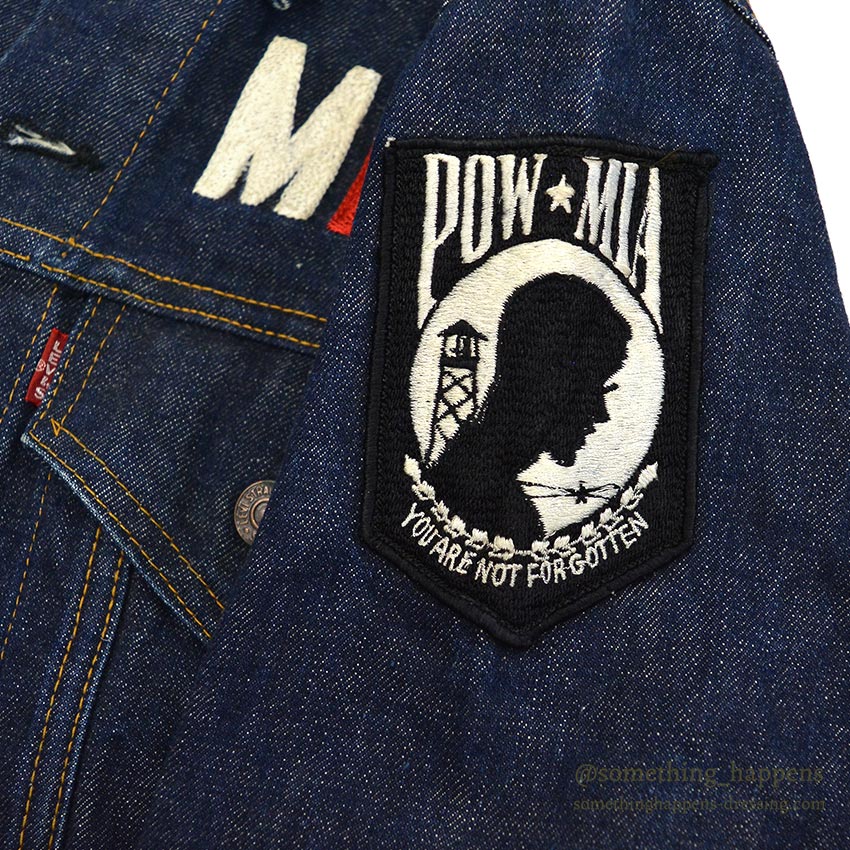 1960's~ LEVI'S 70505-0217 BIGE POW MIA EMBROIDERED DENIM JACKET / SPECIAL ...