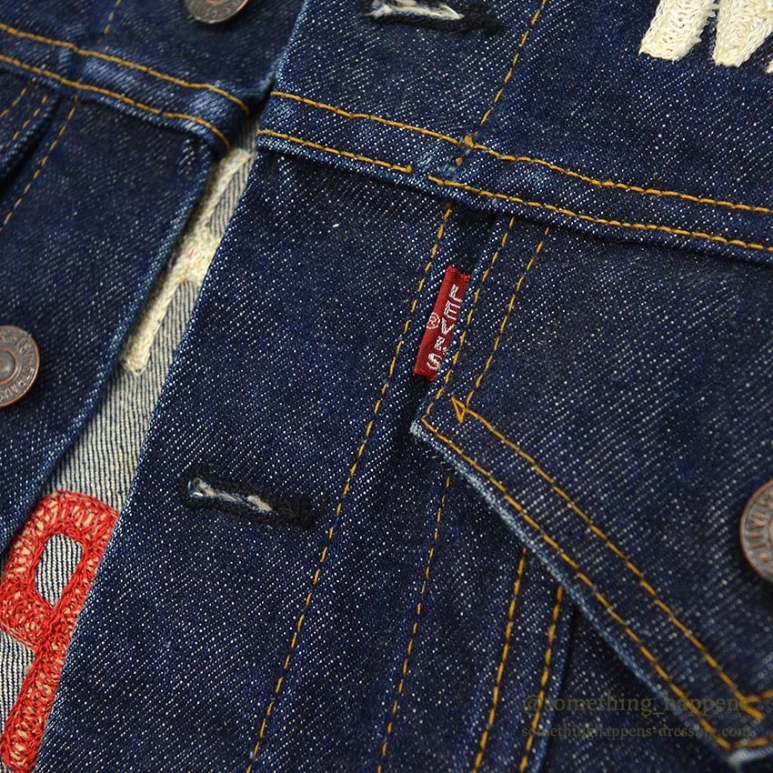 1960's~ LEVI'S 70505-0217 BIGE POW MIA EMBROIDERED DENIM JACKET / SPECIAL ...