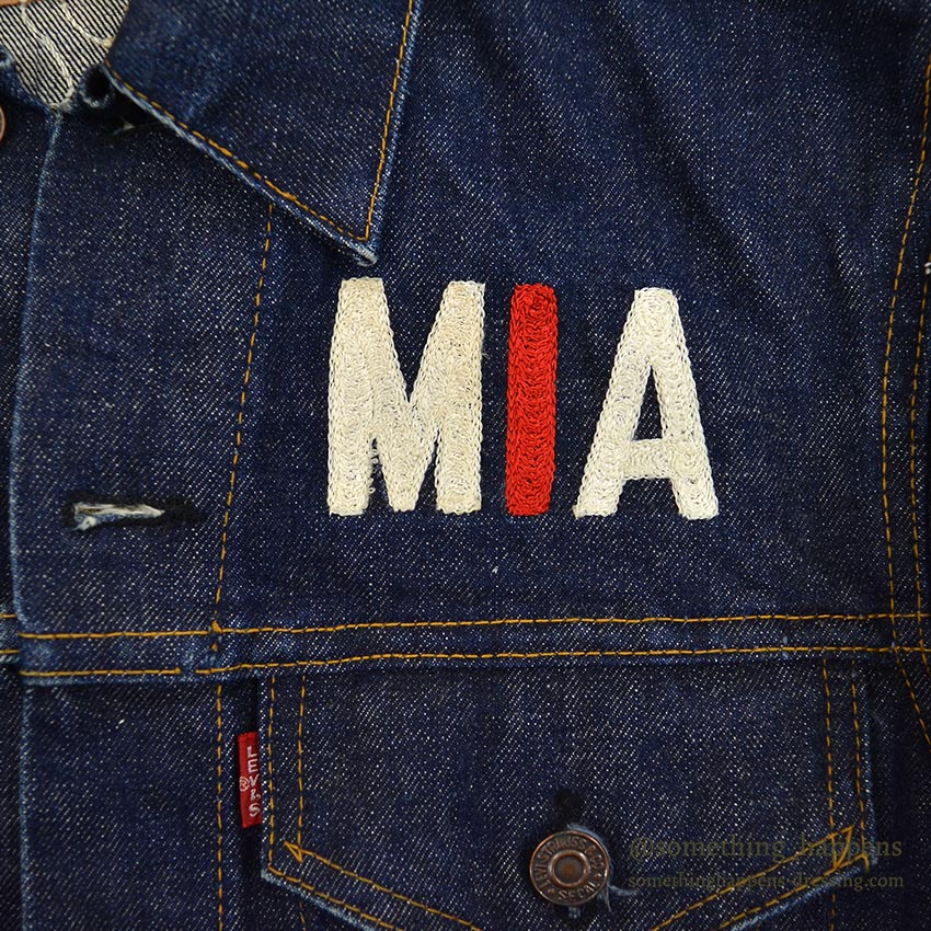 1960's~ LEVI'S 70505-0217 BIGE POW MIA EMBROIDERED DENIM JACKET / SPECIAL ...