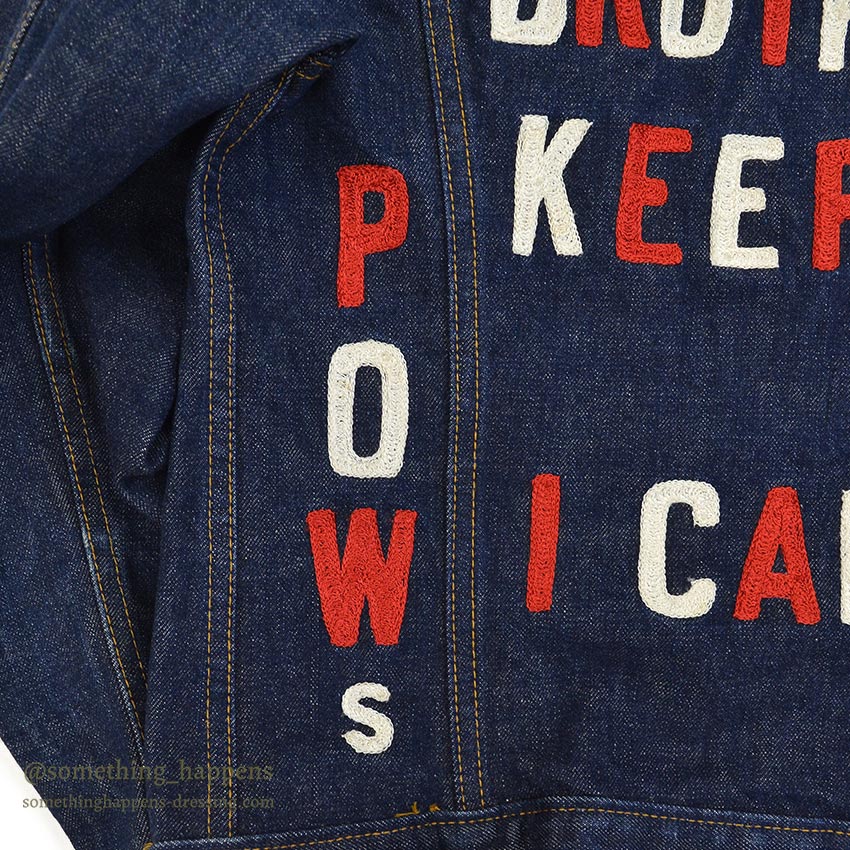 1960's~ LEVI'S 70505-0217 BIGE POW MIA EMBROIDERED DENIM JACKET / SPECIAL ...