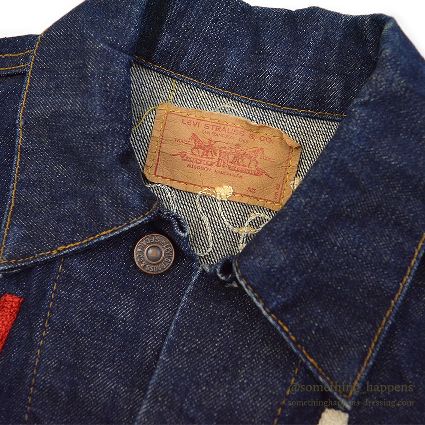 1960's~ LEVI'S 70505-0217 BIGE POW MIA EMBROIDERED DENIM JACKET / SPECIAL ...