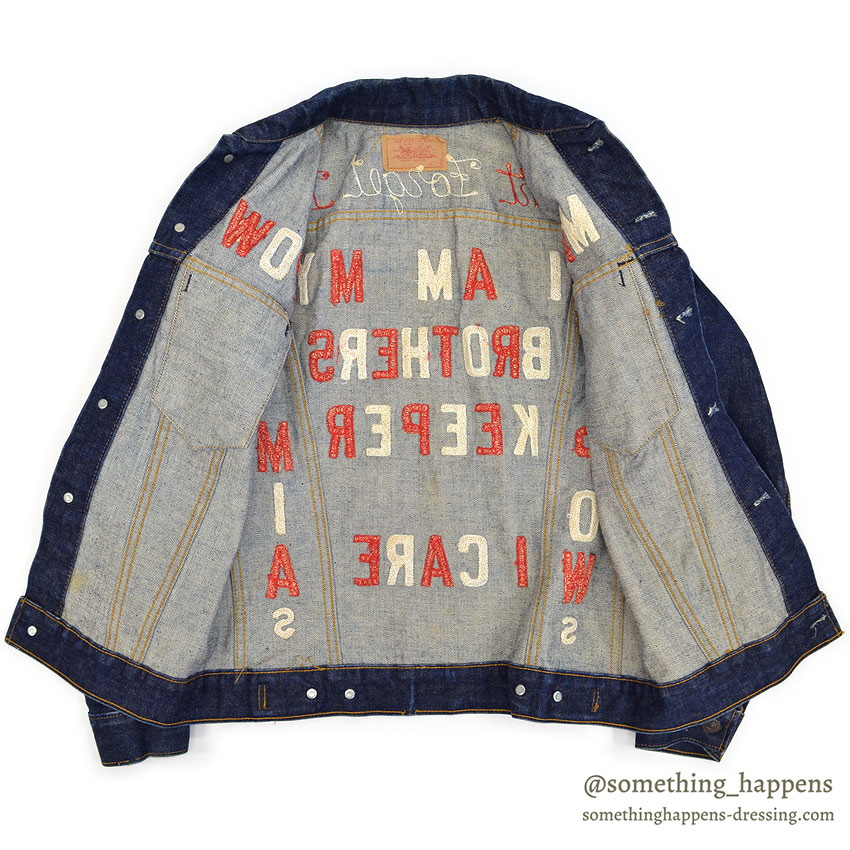 1960's~ LEVI'S 70505-0217 BIGE POW MIA EMBROIDERED DENIM JACKET / SPECIAL ...