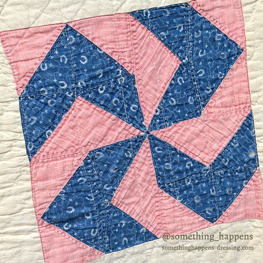 FLY FOOT INDIGO CALICO PATCHWORK QUILT ... 210cm/168cm