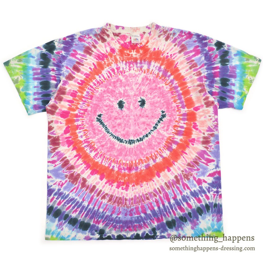 1990's FRUIT OF THE LOOM SMILEY FACE TIE DYE T-SHIRT / AWESOME COLOR ... XL