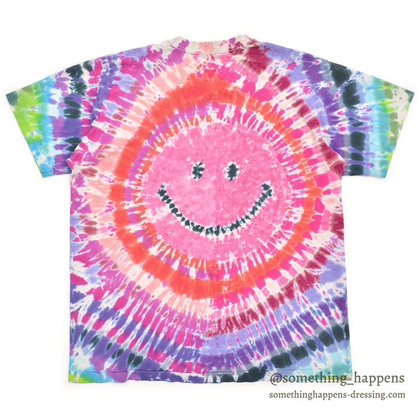 1990's FRUIT OF THE LOOM SMILEY FACE TIE DYE T-SHIRT / AWESOME COLOR ... XL