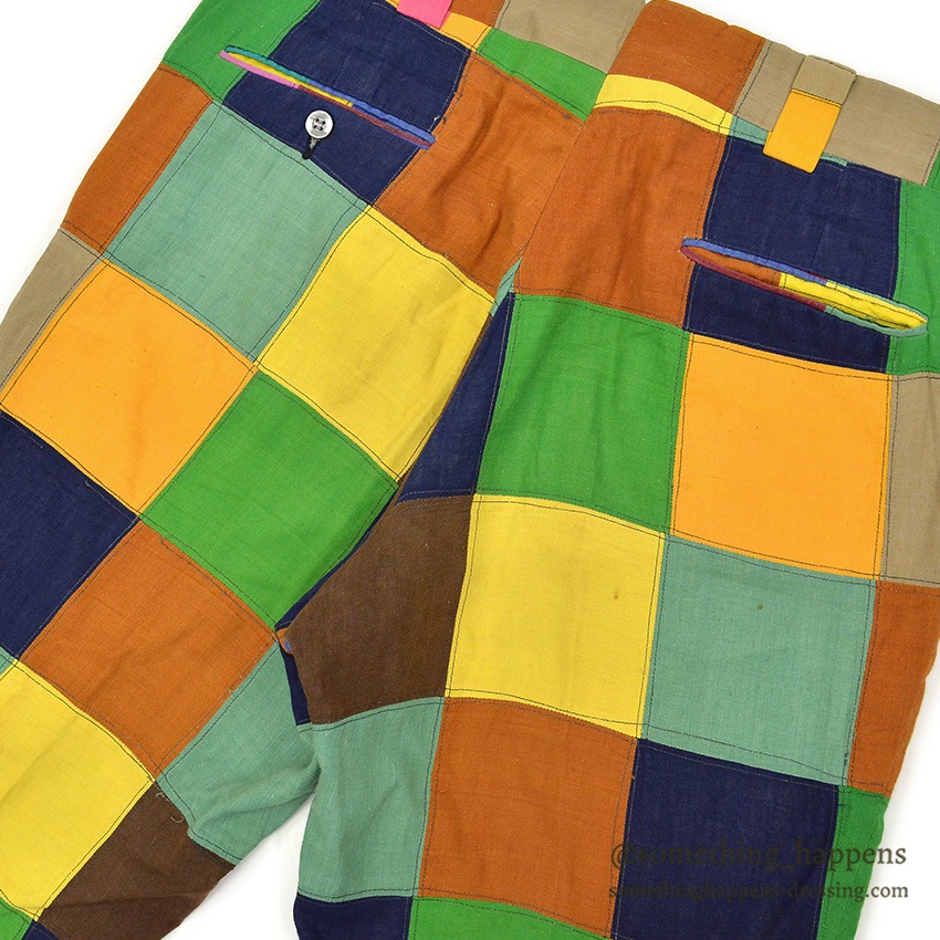1970's DARIEN SPORT SHOP INDIA MADRAS CRAZY PATCHWORK PANTS ... W34/L29