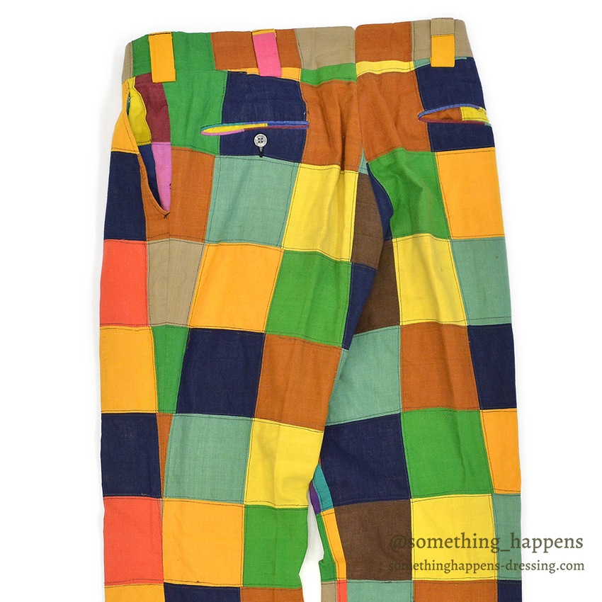 1970's DARIEN SPORT SHOP INDIA MADRAS CRAZY PATCHWORK PANTS ... W34/L29