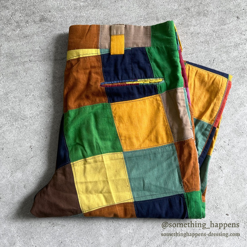 1970's DARIEN SPORT SHOP INDIA MADRAS CRAZY PATCHWORK PANTS ... W34/L29