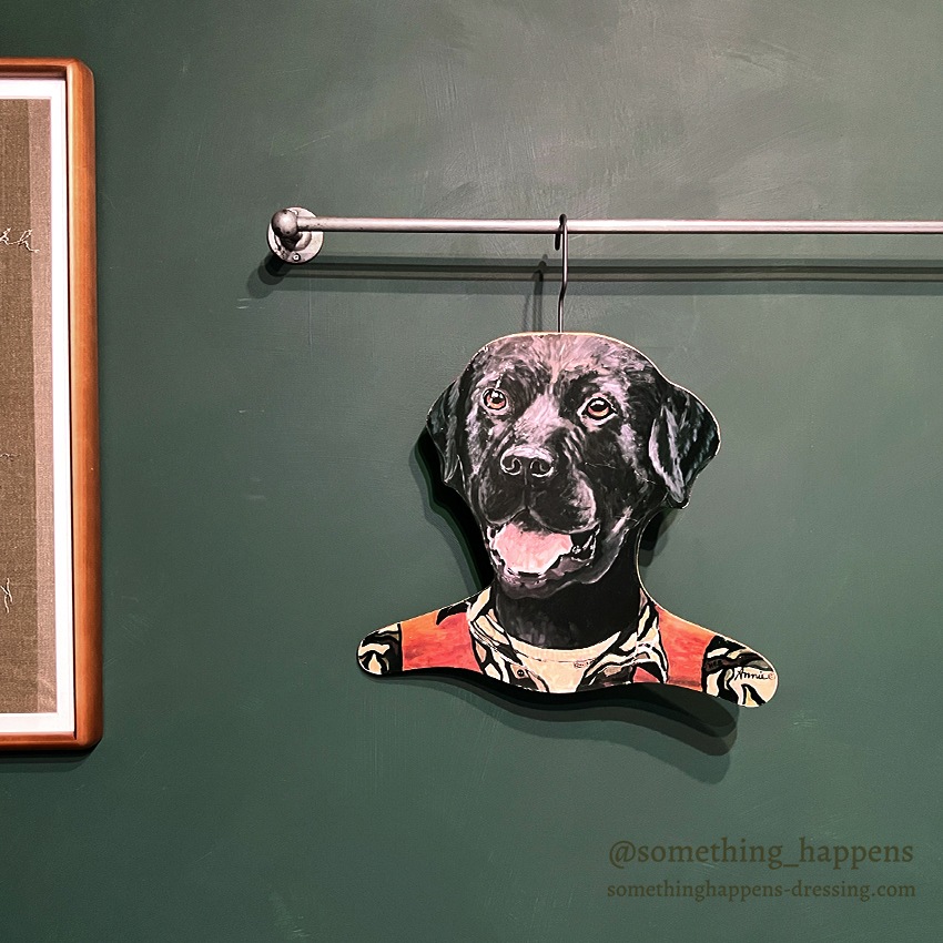 VINTAGE BLACK LAB DOG WOOD HANGER ...