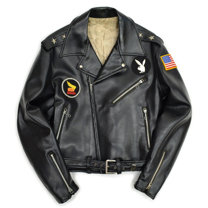 50's Vinyl Leather Two Star Double riders Jacket ... 40