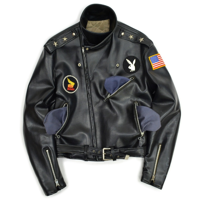 50's Vinyl Leather Two Star Double riders Jacket ... 40