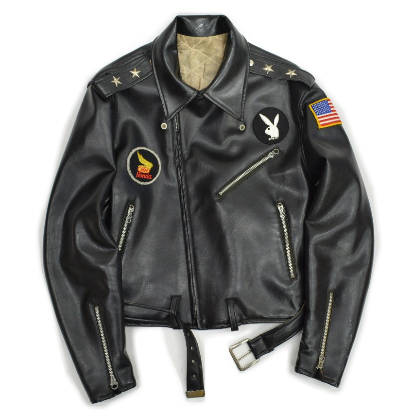 50's Vinyl Leather Two Star Double riders Jacket ... 40