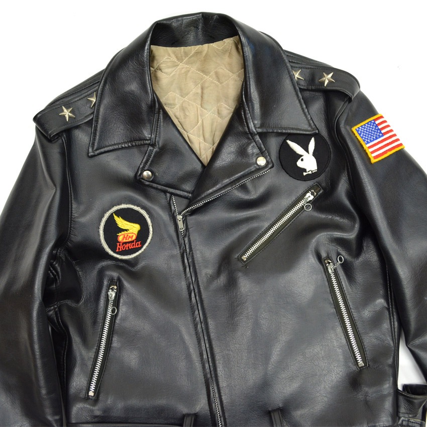 50's Vinyl Leather Two Star Double riders Jacket ... 40