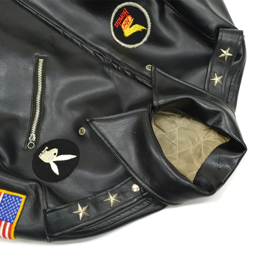 50's Vinyl Leather Two Star Double riders Jacket ... 40