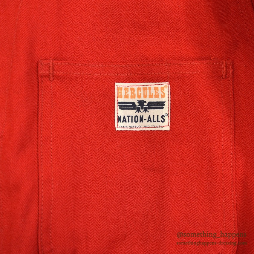1950's HERCULES NATION-ALLS RED HBT WORK COVERALL ... 38R