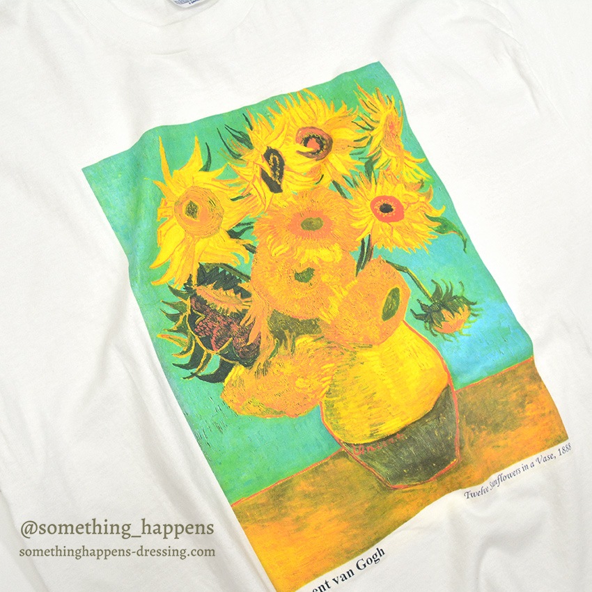 1990's HANES ゴッホ ひまわり ART PRINT T-SHIRT ... XL