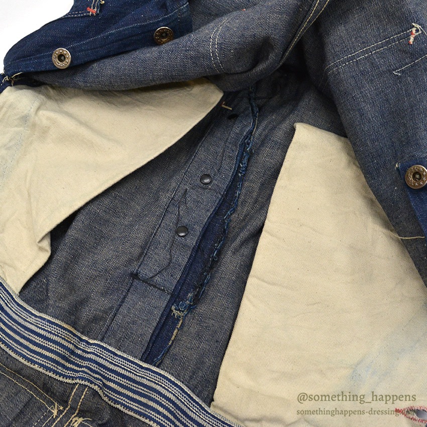 1940's WW2 DENIM OVERALL / VERY DARK ... W38/L31