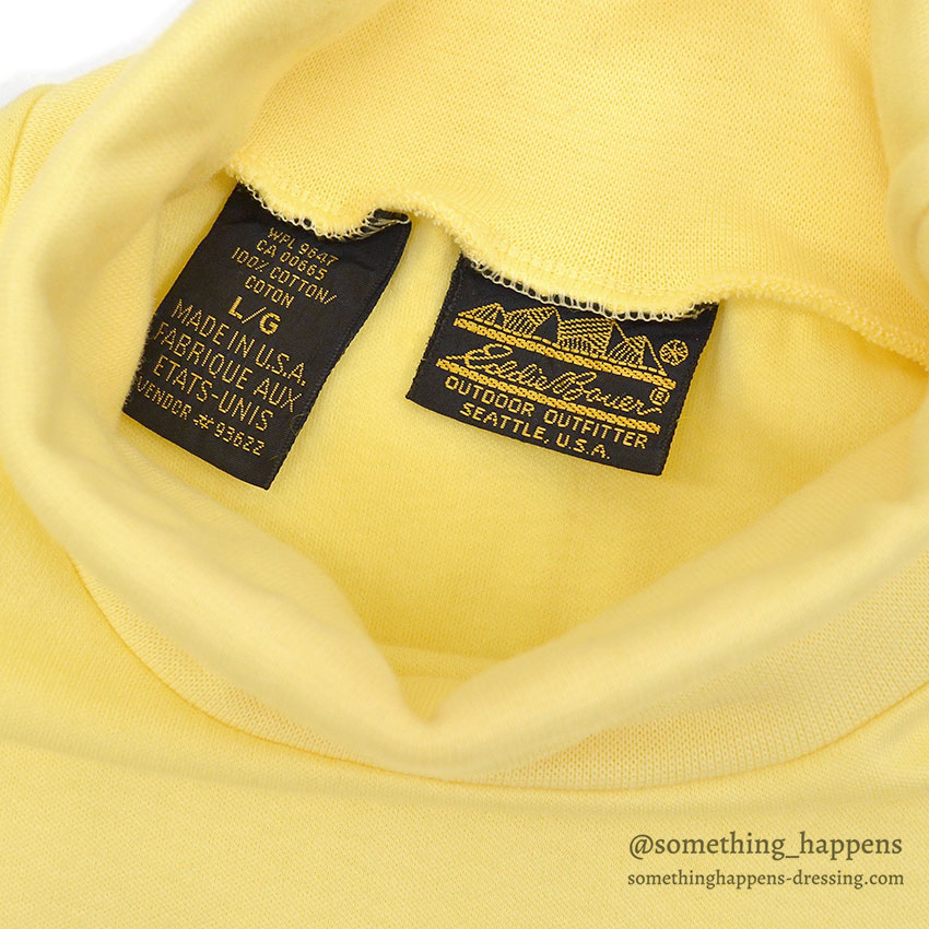 1980's~ EDDIE BAUER YELLOW TURTLE NECK TEE ... L