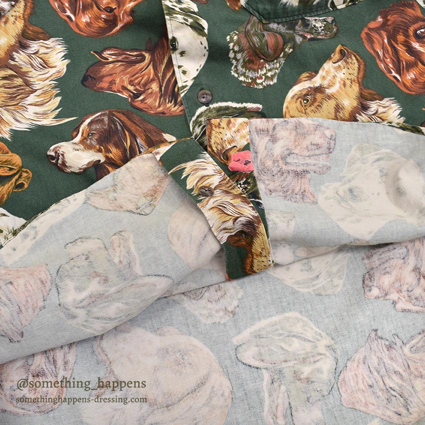 1980's BANANA REPUBLIC SAFARI & TRAVEL DOG PRINT SHIRT 1 ... M