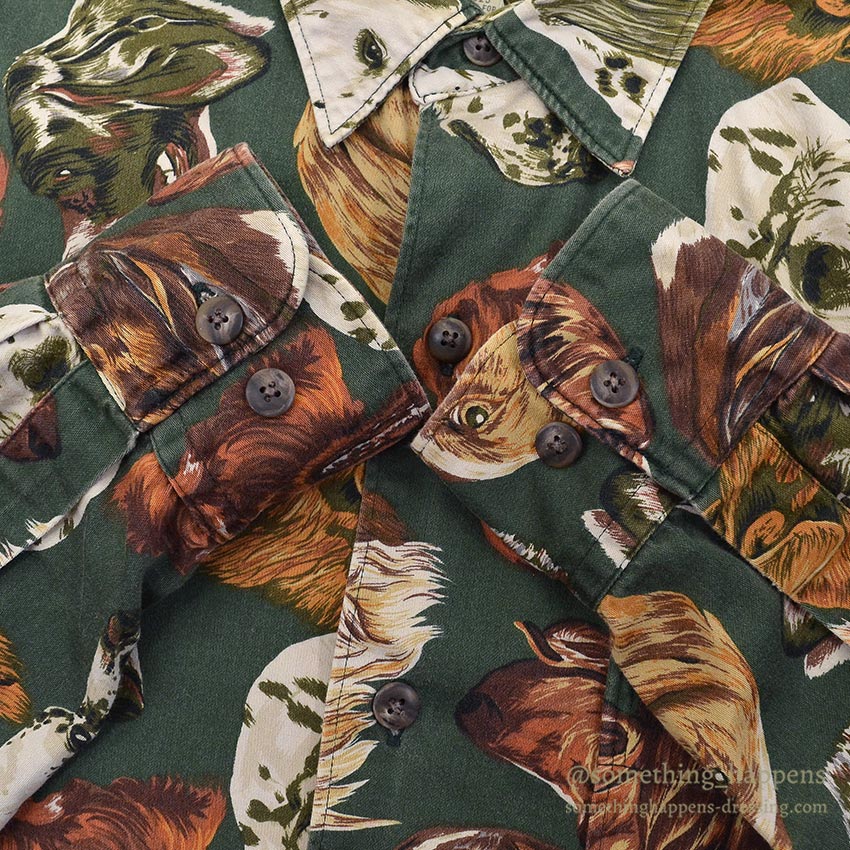 1980's BANANA REPUBLIC SAFARI & TRAVEL DOG PRINT SHIRT 1 ... M