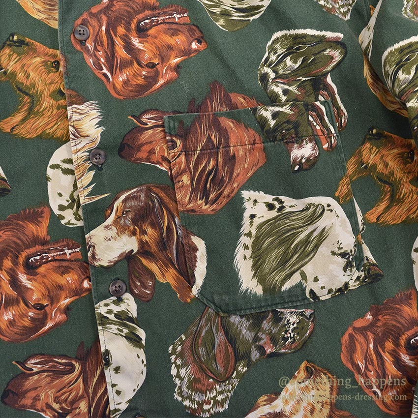1980's BANANA REPUBLIC SAFARI & TRAVEL DOG PRINT SHIRT 1 ... M