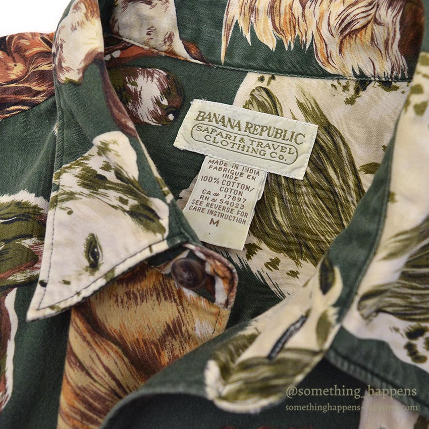 1980's BANANA REPUBLIC SAFARI & TRAVEL DOG PRINT SHIRT 1 ... M