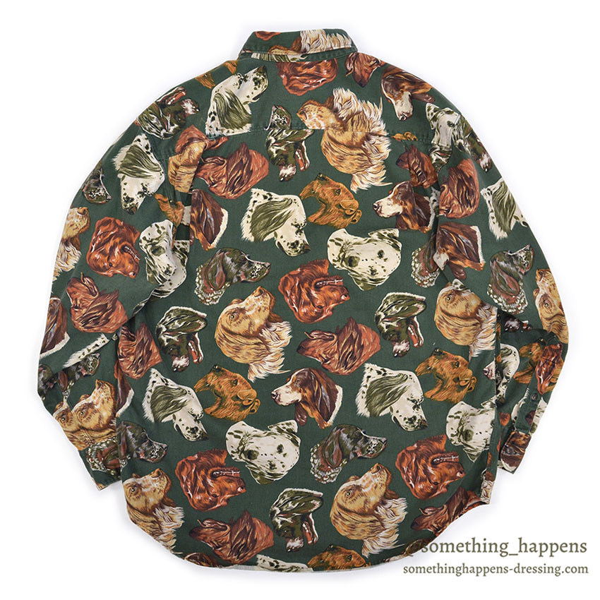 1980's BANANA REPUBLIC SAFARI & TRAVEL DOG PRINT SHIRT 1 ... M