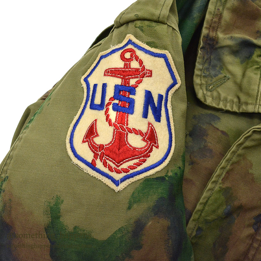 1970's M-65 U.S.N. MIUW-604 HAND PAINTED CAMO FIELD JACKET WITH LINER ... M-R