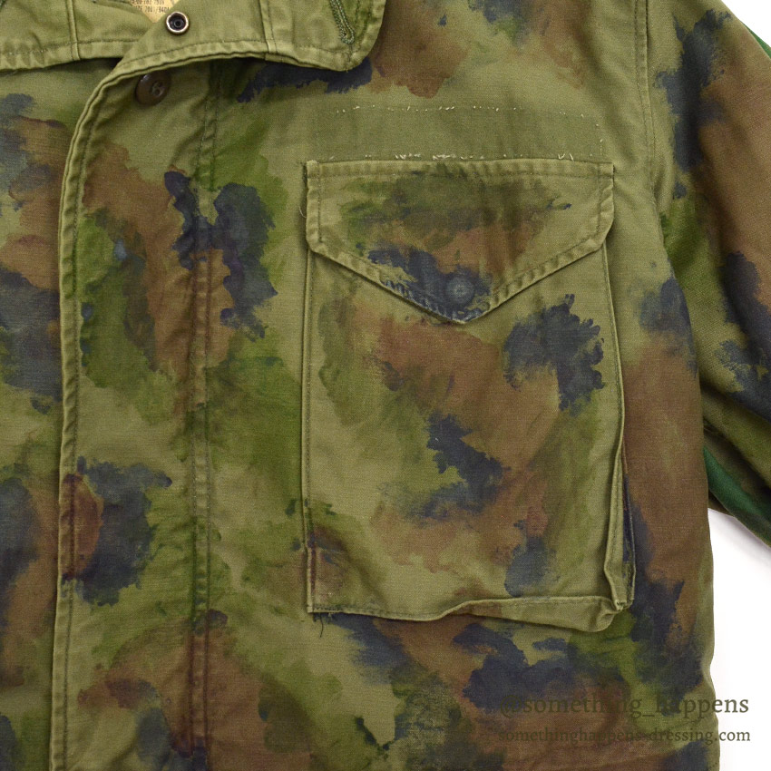 1970's M-65 U.S.N. MIUW-604 HAND PAINTED CAMO FIELD JACKET WITH LINER ... M-R