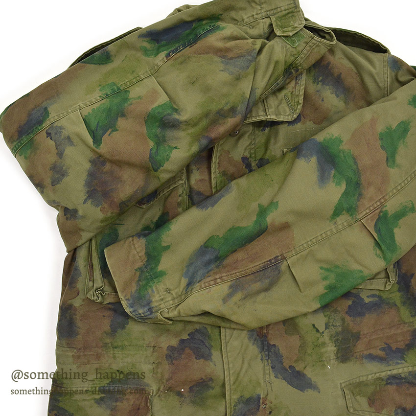 1970's M-65 U.S.N. MIUW-604 HAND PAINTED CAMO FIELD JACKET WITH LINER ... M-R