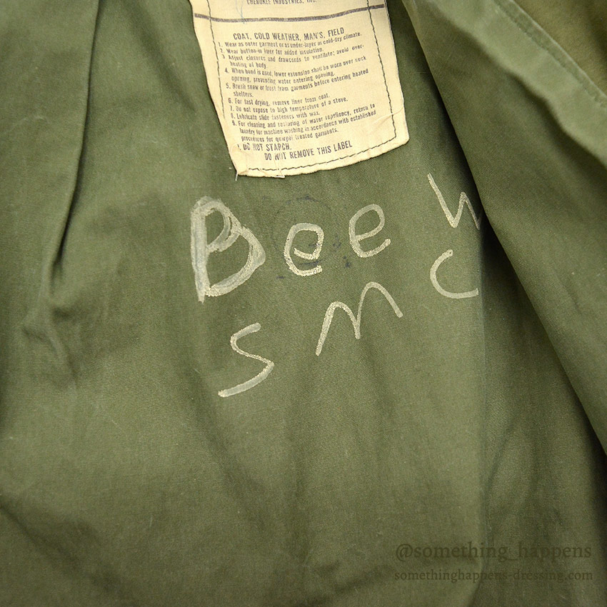 1970's M-65 U.S.N. MIUW-604 HAND PAINTED CAMO FIELD JACKET WITH LINER ... M-R