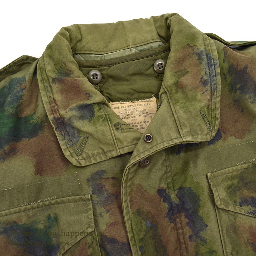 1970's M-65 U.S.N. MIUW-604 HAND PAINTED CAMO FIELD JACKET WITH LINER ... M-R