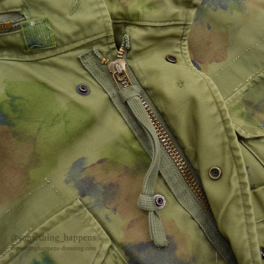 1970's M-65 U.S.N. MIUW-604 HAND PAINTED CAMO FIELD JACKET WITH LINER ... M-R