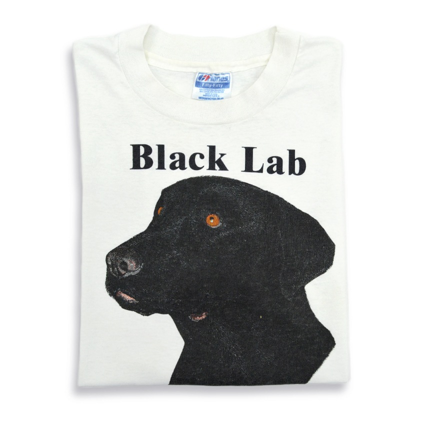 80 S Hanes Black Lab ラブラドール 犬プリント Tシャツ M Tops Somethinghappens
