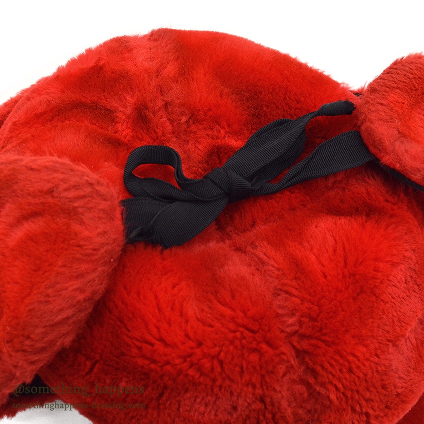 1960's~ RED FAUX FUR TRAPPER HAT ... XL