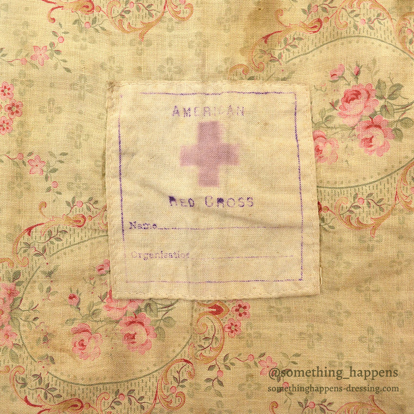 1910's~ WW1 ERA AMERICAN RED CROSS FLORAL FABRIC DITTY BAG ...