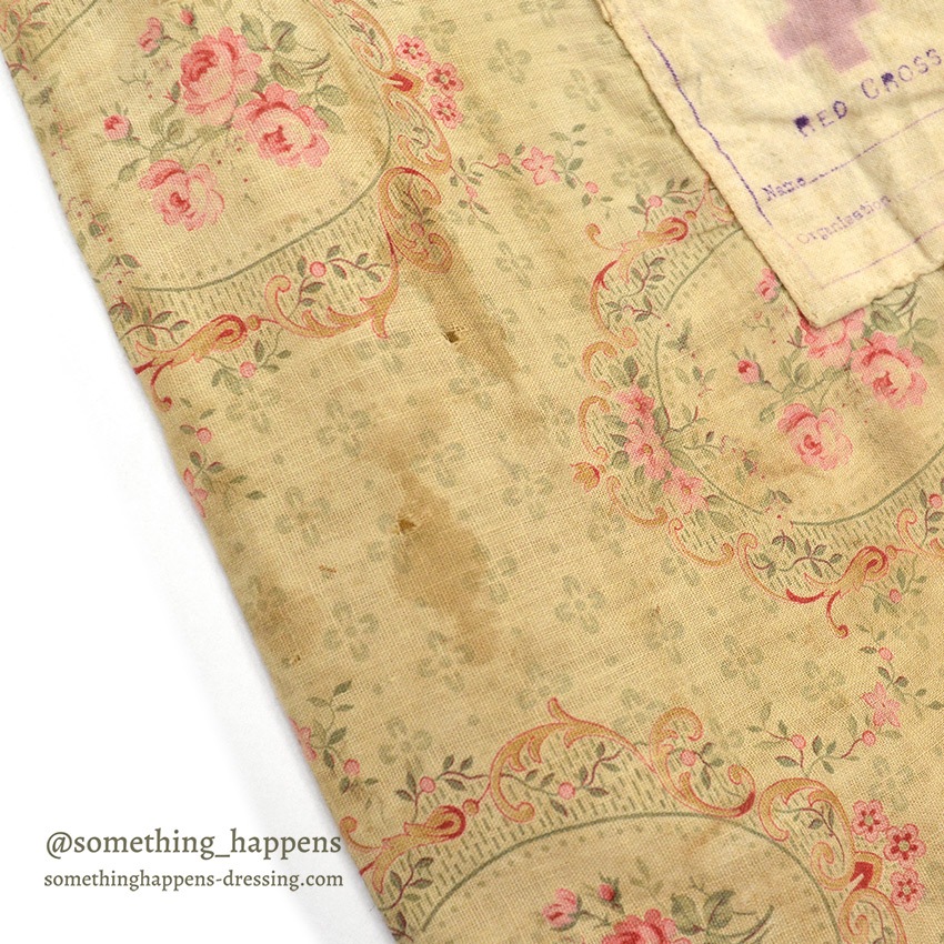 1910's~ WW1 ERA AMERICAN RED CROSS FLORAL FABRIC DITTY BAG ...