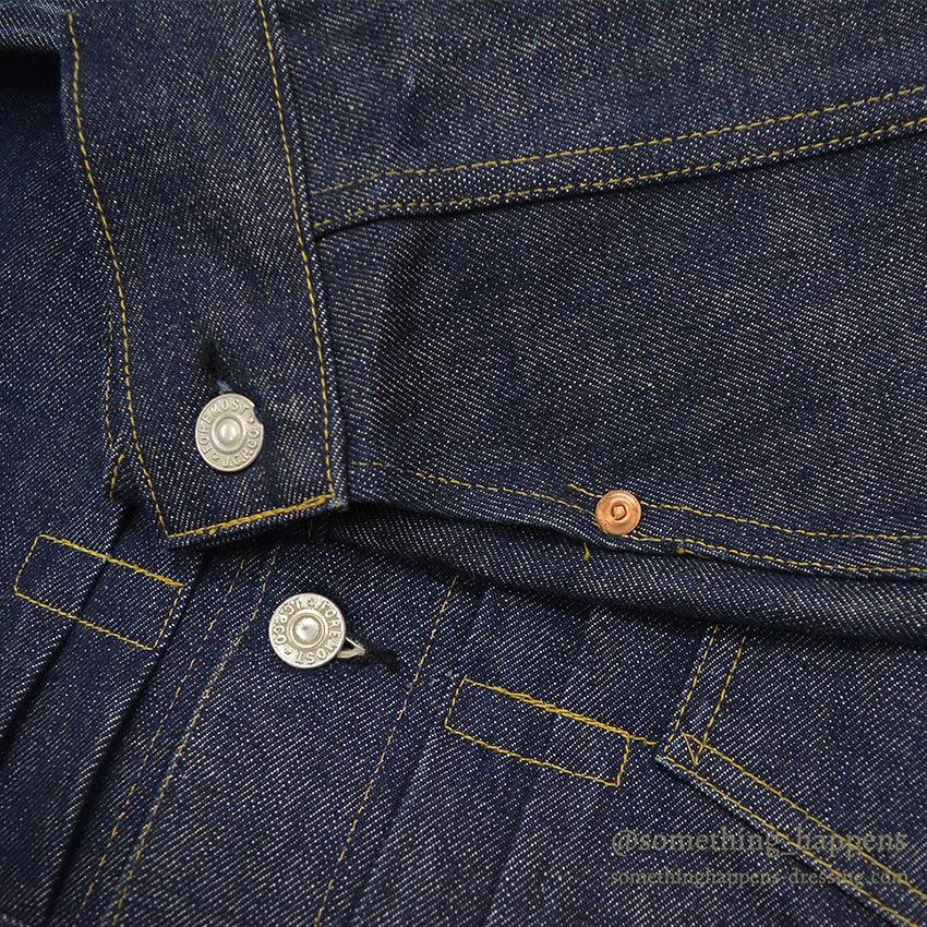 1940's DEADSTOCK FOREMOST BUCKLE BACK DENIM JACKET / LEATHER PATCH ... 36