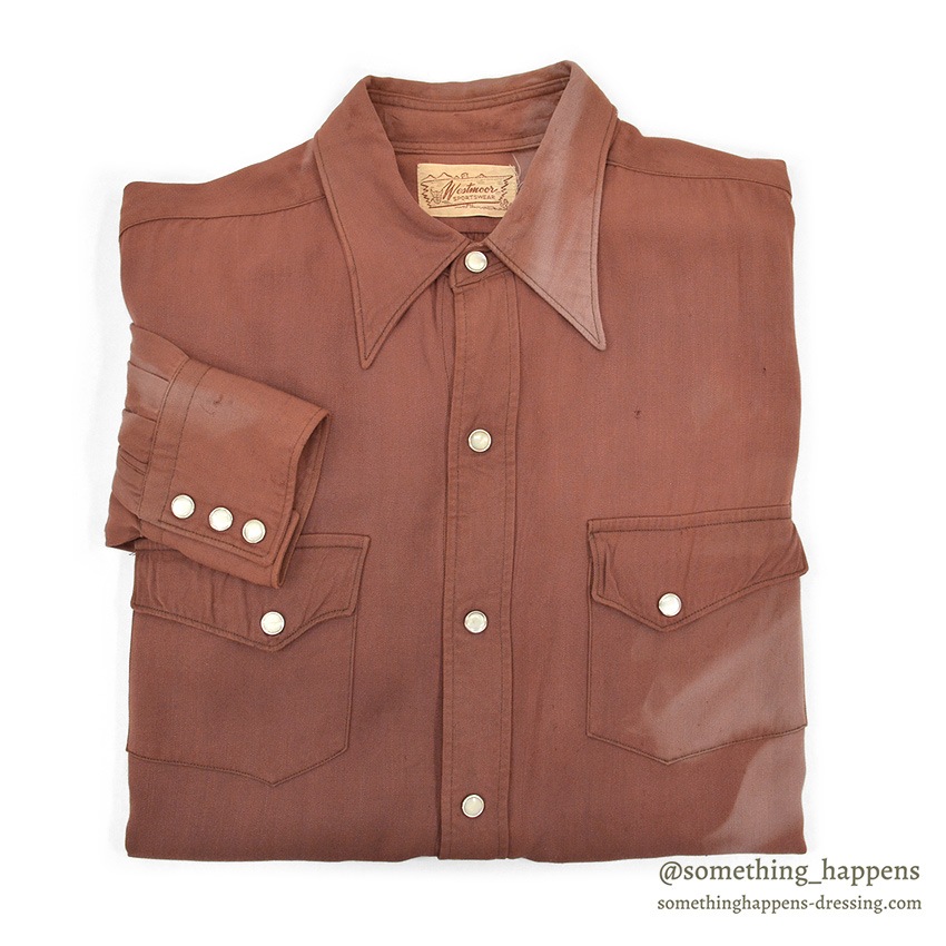 1940's WESTMOOR RAYON GABARDINE WESTERN SHIRT / SUN FADED ...