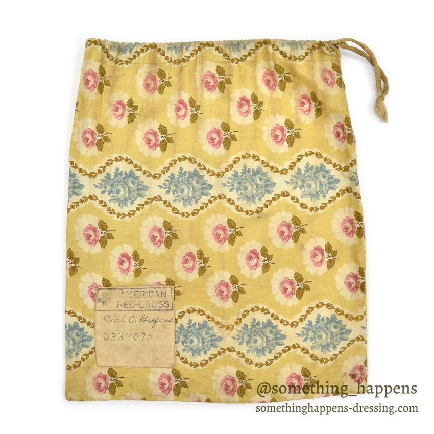 1910's～ WW1 ERA AMERICAN RED CROSS FLORAL FABRIC DITTY BAG ...